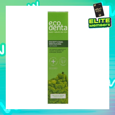 ECODENTA Exceptional Whitening Toothpaste With Bergamot And Lemon Essential Oils (For All Users Of Coffee, Tea, Colored Drinks Or Tobacco) 100ml