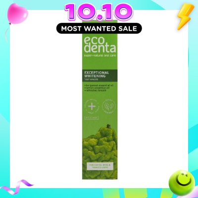 ECODENTA Exceptional Whitening Toothpaste With Bergamot And Lemon Essential Oils (For All Users Of Coffee, Tea, Colored Drinks Or Tobacco) 100ml image