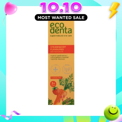 ECODENTA Wild Strawberry Kids Natural Toothpaste (Safe To Swallow, SuitabLe For Kids Age 3 And Above) 75ml (Expiry: Feb`2027) image