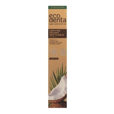 ECODENTA Certified Cosmos Organic Anti Plaque Toothpaste With Coconut Oil, Aloe Vera Juice., Xylitol  75ml