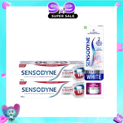 SENSODYNE - Sensitive Teeth Oral Care + Clinical White Stain Protector Toothpaste Bundle Set 1s image