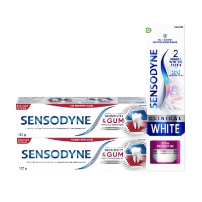 SENSODYNE - Sensitive Teeth Oral Care + Clinical White Stain Protector Toothpaste Bundle Set 1s image