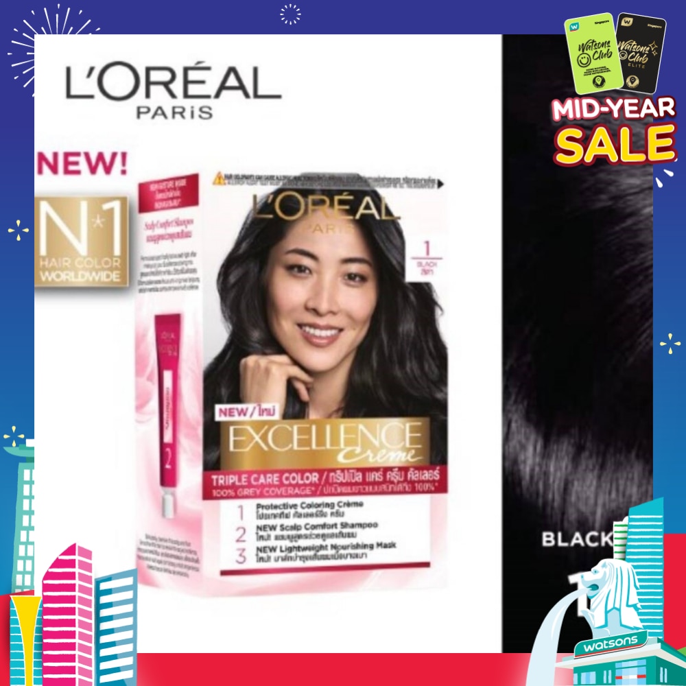 Créme Hair Colour #1 Natural Black (100% Grey Coverage for Rich, Radiant Colour) 1s