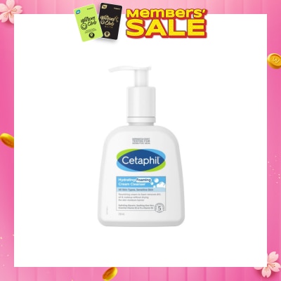 CETAPHIL Hydrating Foaming Cream Cleanser (For Normal To Dry, Sensitive Skin With Prebiotic Aloe) 236ml