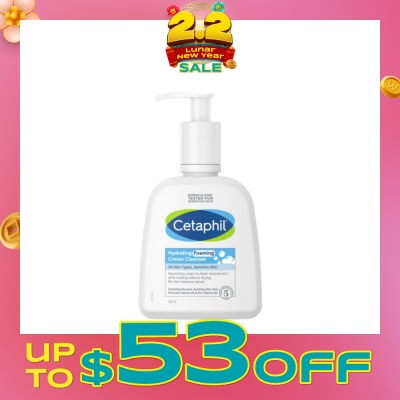 CETAPHIL Hydrating Foaming Cream Cleanser (For Normal To Dry, Sensitive Skin With Prebiotic Aloe) 236ml