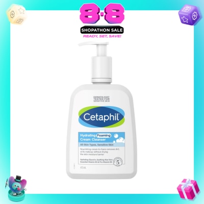 CETAPHIL - Hydrating Foaming Cream Cleanser (For Normal To Dry, Sensitive Skin With Prebiotic Aloe) 473ml