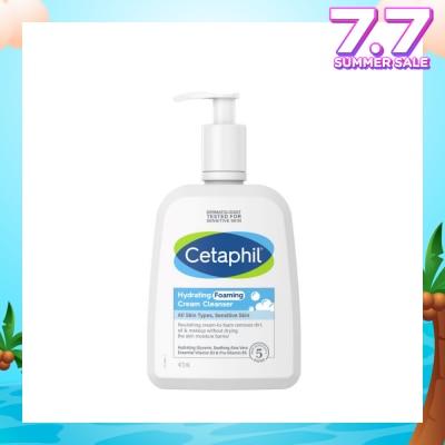 CETAPHIL Hydrating Foaming Cream Cleanser (For Normal To Dry, Sensitive Skin With Prebiotic Aloe) 473ml