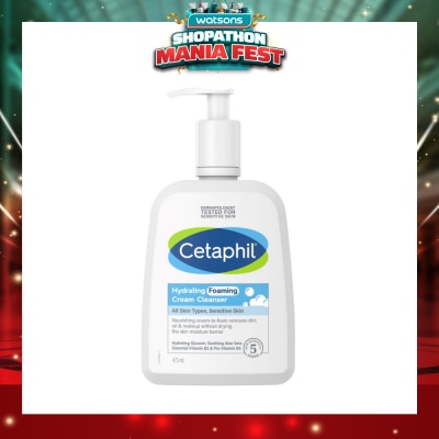 CETAPHIL - Hydrating Foaming Cream Cleanser (For Normal To Dry, Sensitive Skin With Prebiotic Aloe) 473ml