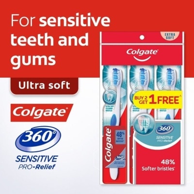 COLGATE 360 Sensitive Pro Relief Toothbrush Buy 2 Free 1 Value Pack