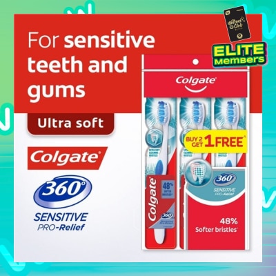 COLGATE 360 Sensitive Pro Relief Toothbrush Buy 2 Free 1 Value Pack