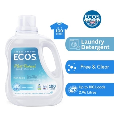 ECOS Hypoallergenic Plant Powered Laundry Detergent (Free & Clear) 2.96L