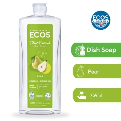 ECOS Hypoallergenic Plant Powered Dish Soap Pear (Cuts Grease & Gentle On Skin) 739ml