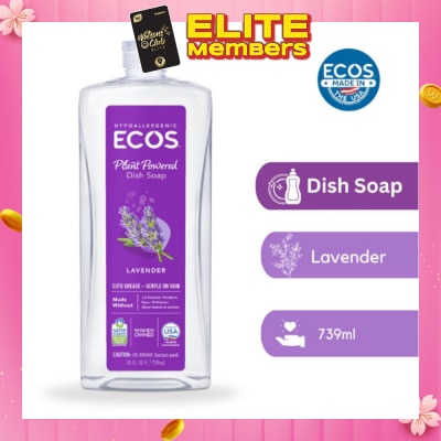 ECOS Hypoallergenic Plant Powered Dish Soap Lavender (Cuts Grease & Gentle On Skin) 739ml