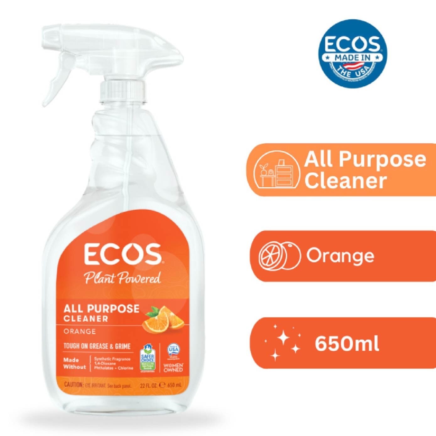 Plant Powered All Purporse Cleaner Orange (Tough On Grease & Grime) 650ml