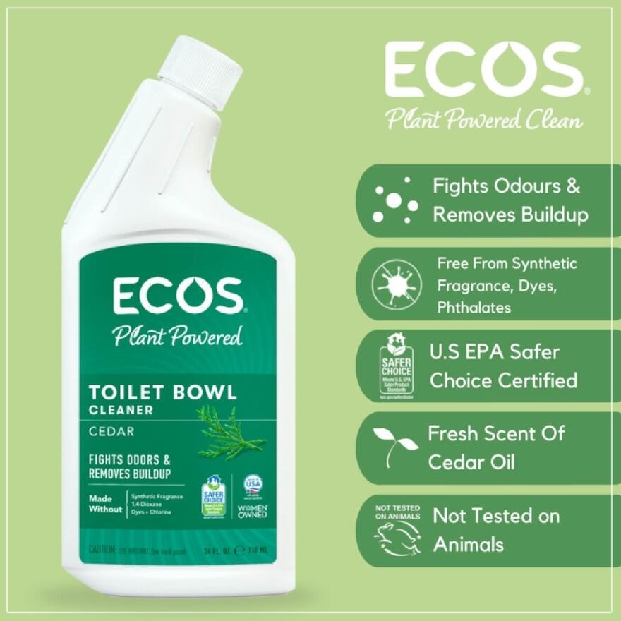 Plant Powered Toilet Bowl Cleaner Cedar (To Fights Odor & Removes Buildup) 710ml