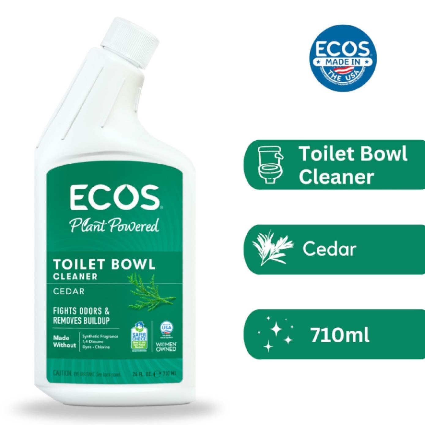 Plant Powered Toilet Bowl Cleaner Cedar (To Fights Odor & Removes Buildup) 710ml