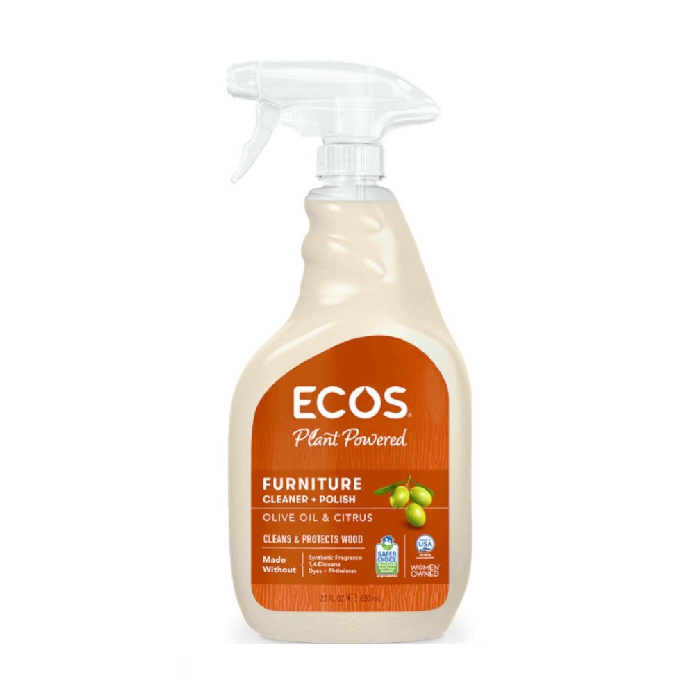 Plant Powered Furniture Cleaner + Polish Olive Oil & Citrus Shines & Protects Wood Finish) 650ml