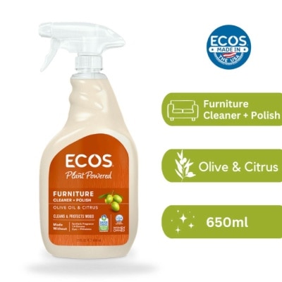 ECOS Plant Powered Furniture Cleaner + Polish Olive Oil & Citrus Shines & Protects Wood Finish) 650ml