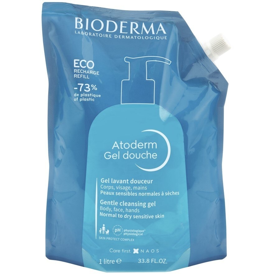 Atoderm Gel Douche Eco Refill Pack (Ultra Gentle Soap Free Cleansing Shower Gel That Hydrates And Purifies Dry, Sensitive Skin) 1000ml