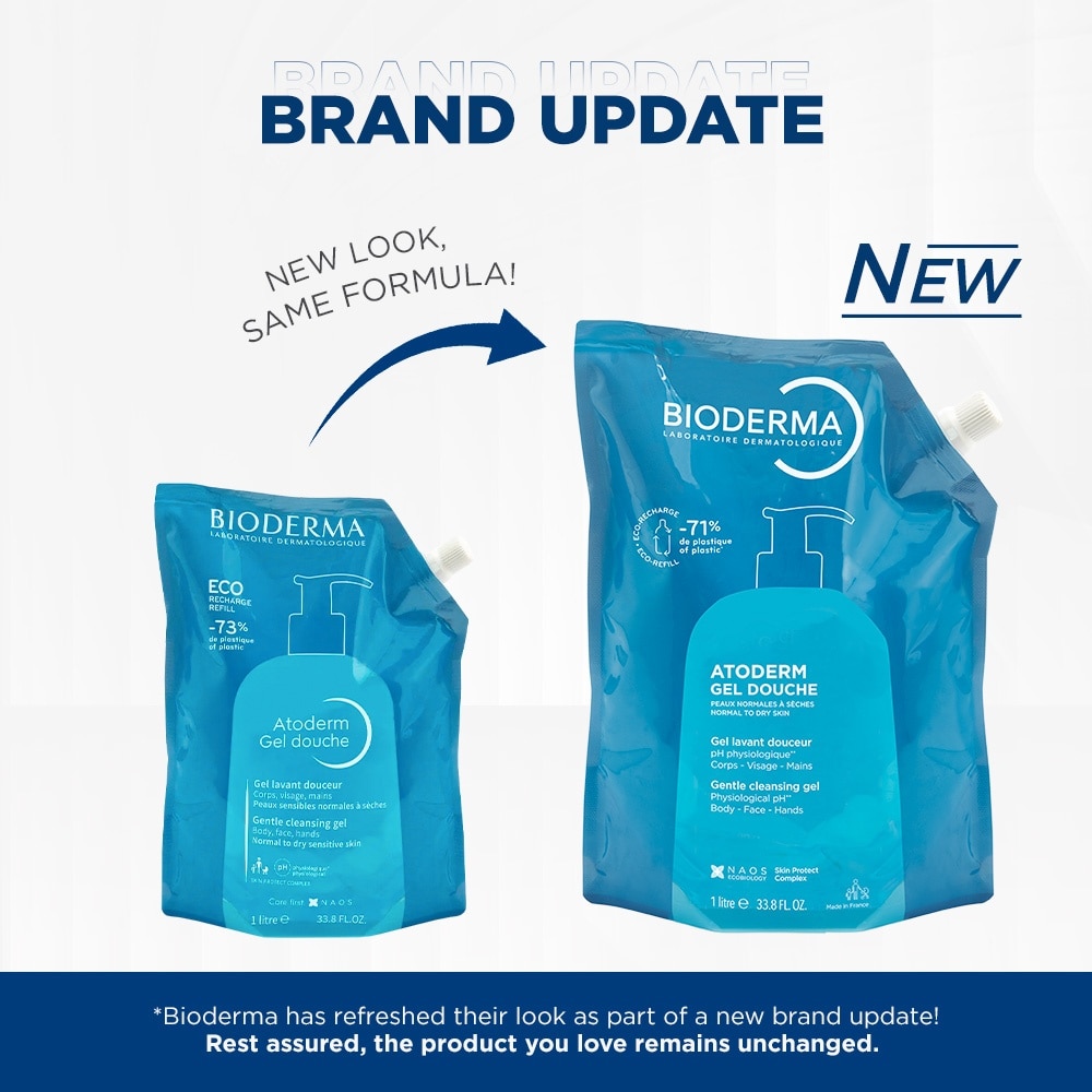 Atoderm Gel Douche Eco Refill Pack (Ultra Gentle Soap Free Cleansing Shower Gel That Hydrates And Purifies Dry, Sensitive Skin) 1000ml