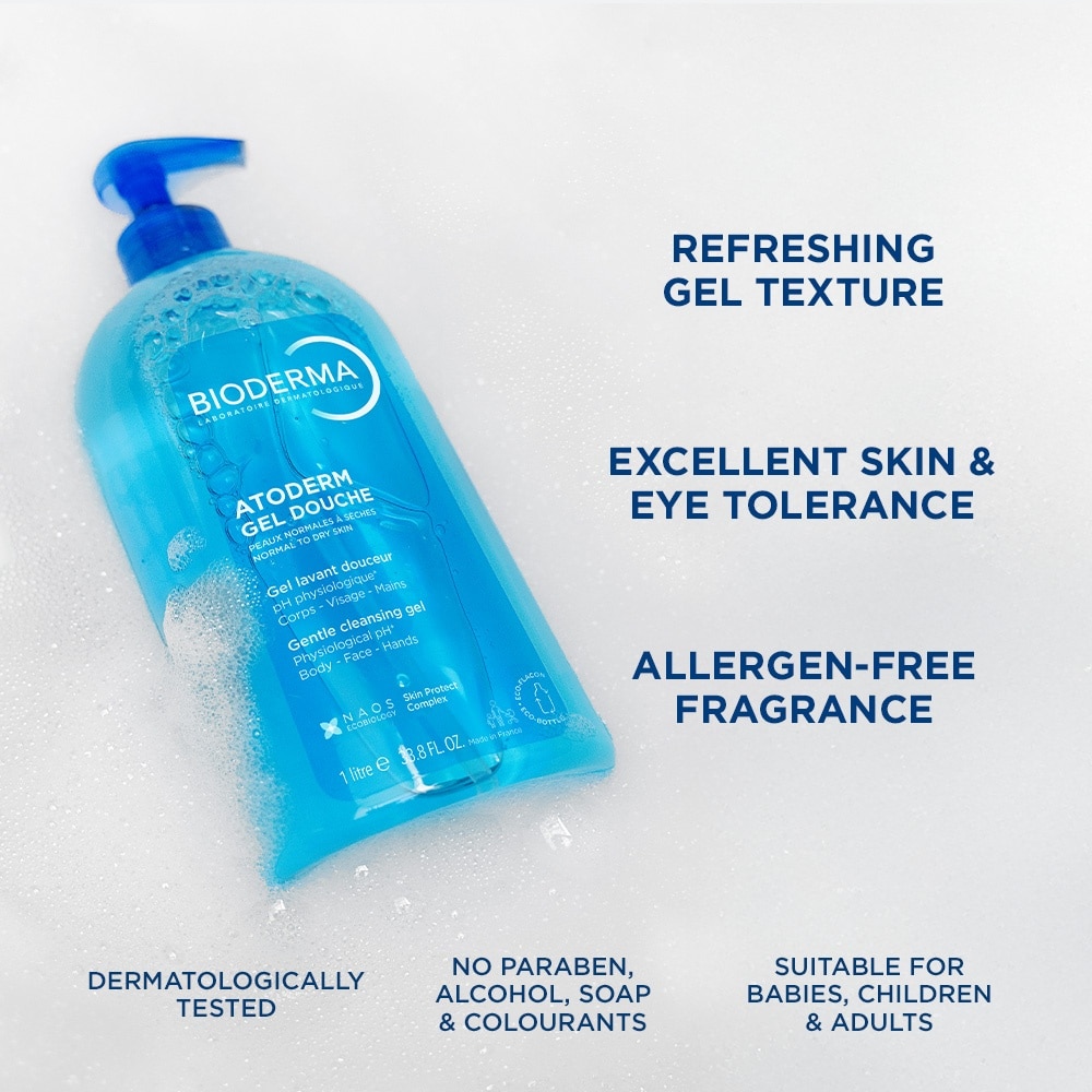 Atoderm Gel Douche Eco Refill Pack (Ultra Gentle Soap Free Cleansing Shower Gel That Hydrates And Purifies Dry, Sensitive Skin) 1000ml
