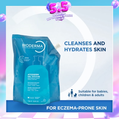 BIODERMA - Atoderm Gel Douche Eco Refill Pack (Ultra Gentle Soap Free Cleansing Shower Gel That Hydrates And Purifies Dry, Sensitive Skin) 1000ml