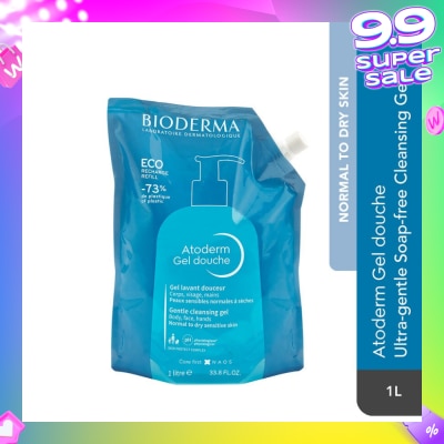 BIODERMA Atoderm Gel Douche Eco Refill Pack (Ultra Gentle Soap Free Cleansing Shower Gel That Hydrates And Purifies Dry, Sensitive Skin) 1000ml