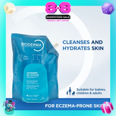 BIODERMA - Atoderm Gel Douche Eco Refill Pack (Ultra Gentle Soap Free Cleansing Shower Gel That Hydrates And Purifies Dry, Sensitive Skin) 1000ml