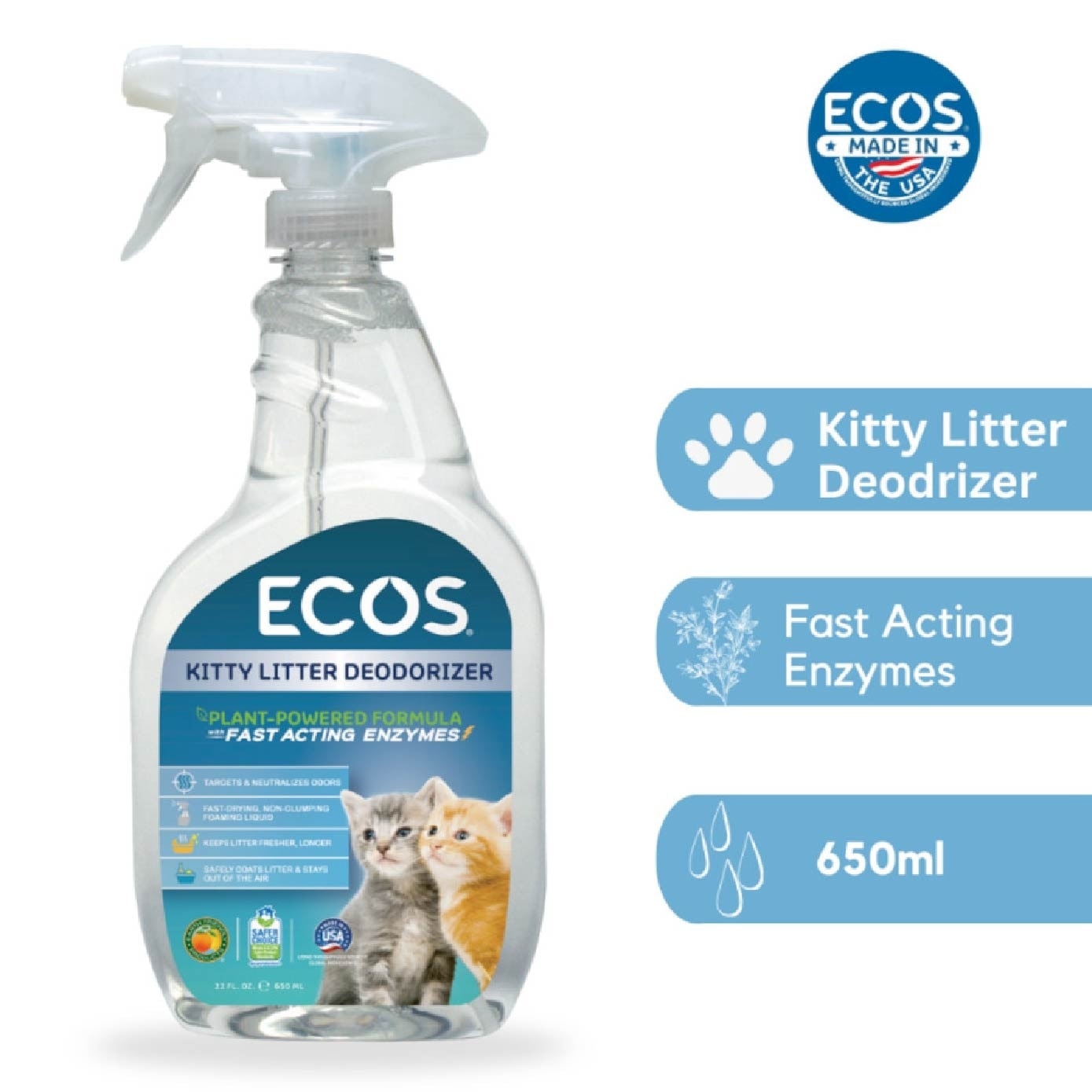 Plant-Powered Formula Kitty Litter Deodorizer (Fast Acting Enzymes) 650ml