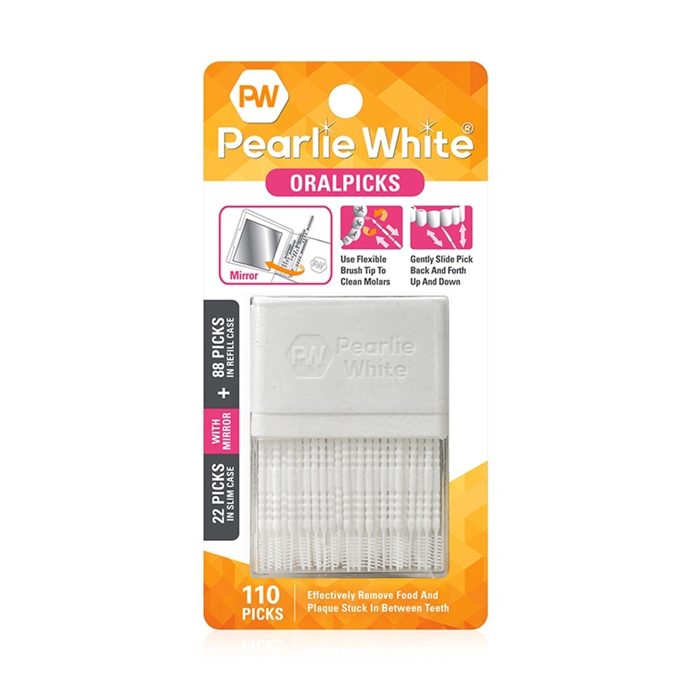 Oral Pick (Effectively Remove Food & Plaque Stuck in between Teeth) 22s in Slim Case with Mirror + 88s in Refill Case