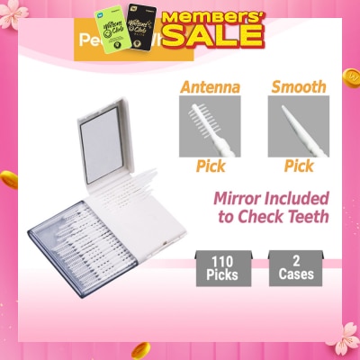 PEARLIE WHITE® Oral Pick (Effectively Remove Food & Plaque Stuck in between Teeth) 22s in Slim Case with Mirror + 88s in Refill Case