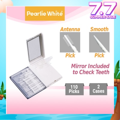 PEARLIE WHITE® Oral Pick (Effectively Remove Food & Plaque Stuck in between Teeth) 22s in Slim Case with Mirror + 88s in Refill Case