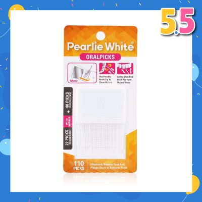 PEARLIE WHITE® Oral Pick (Effectively Remove Food & Plaque Stuck in between Teeth) 22s in Slim Case with Mirror + 88s in Refill Case