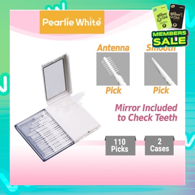 PEARLIE WHITE® Oral Pick (Effectively Remove Food & Plaque Stuck in between Teeth) 22s in Slim Case with Mirror + 88s in Refill Case