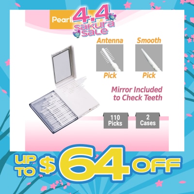 PEARLIE WHITE® - Oral Pick (Effectively Remove Food & Plaque Stuck in between Teeth) 22s in Slim Case with Mirror + 88s in Refill Case