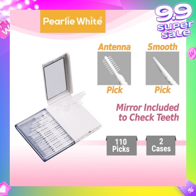 PEARLIE WHITE® Oral Pick (Effectively Remove Food & Plaque Stuck in between Teeth) 22s in Slim Case with Mirror + 88s in Refill Case