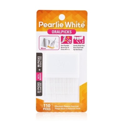 PEARLIE WHITE® Oral Pick (Effectively Remove Food & Plaque Stuck in between Teeth) 22s in Slim Case with Mirror + 88s in Refill Case