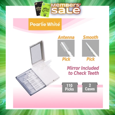 PEARLIE WHITE® - Oral Pick (Effectively Remove Food & Plaque Stuck in between Teeth) 22s in Slim Case with Mirror + 88s in Refill Case