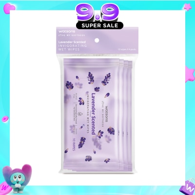 WATSONS - Lavender Scented Invigorating Wet Wipes 10s x 4 image