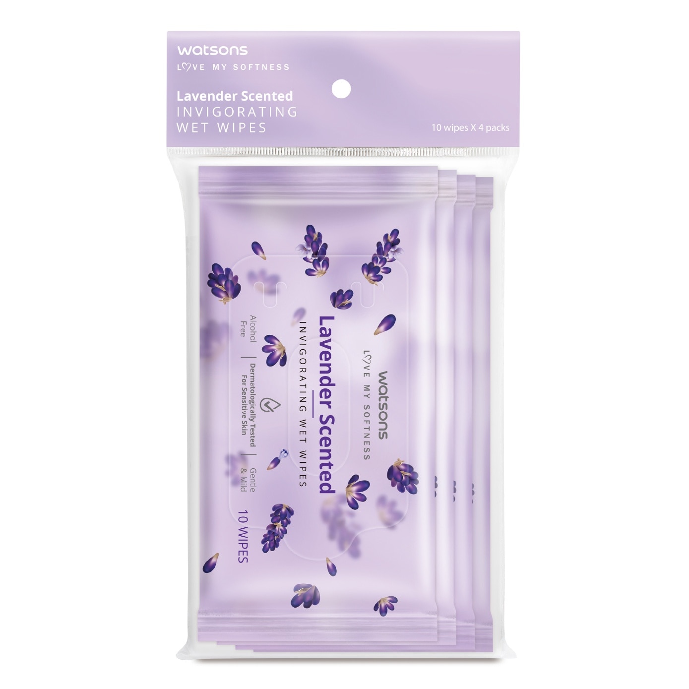 Lavender Scented Invigorating Wet Wipes 10s x 4