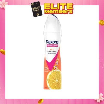 REXONA Vitamin And Bright Vit C And Anti Stain Anti Perspirant With Motion Activated Technology (Up To 72 Hours Protection Against Sweat And Odour) 135ml (Expiry: Oct`2026)