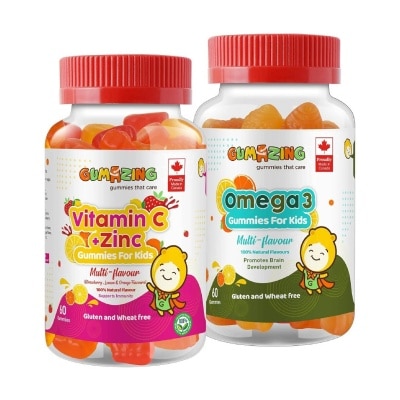 GUMAZING Gummies for Kids Booster Combo Packset consists Vitamin C & Zinc 60s + Omega 3 60s