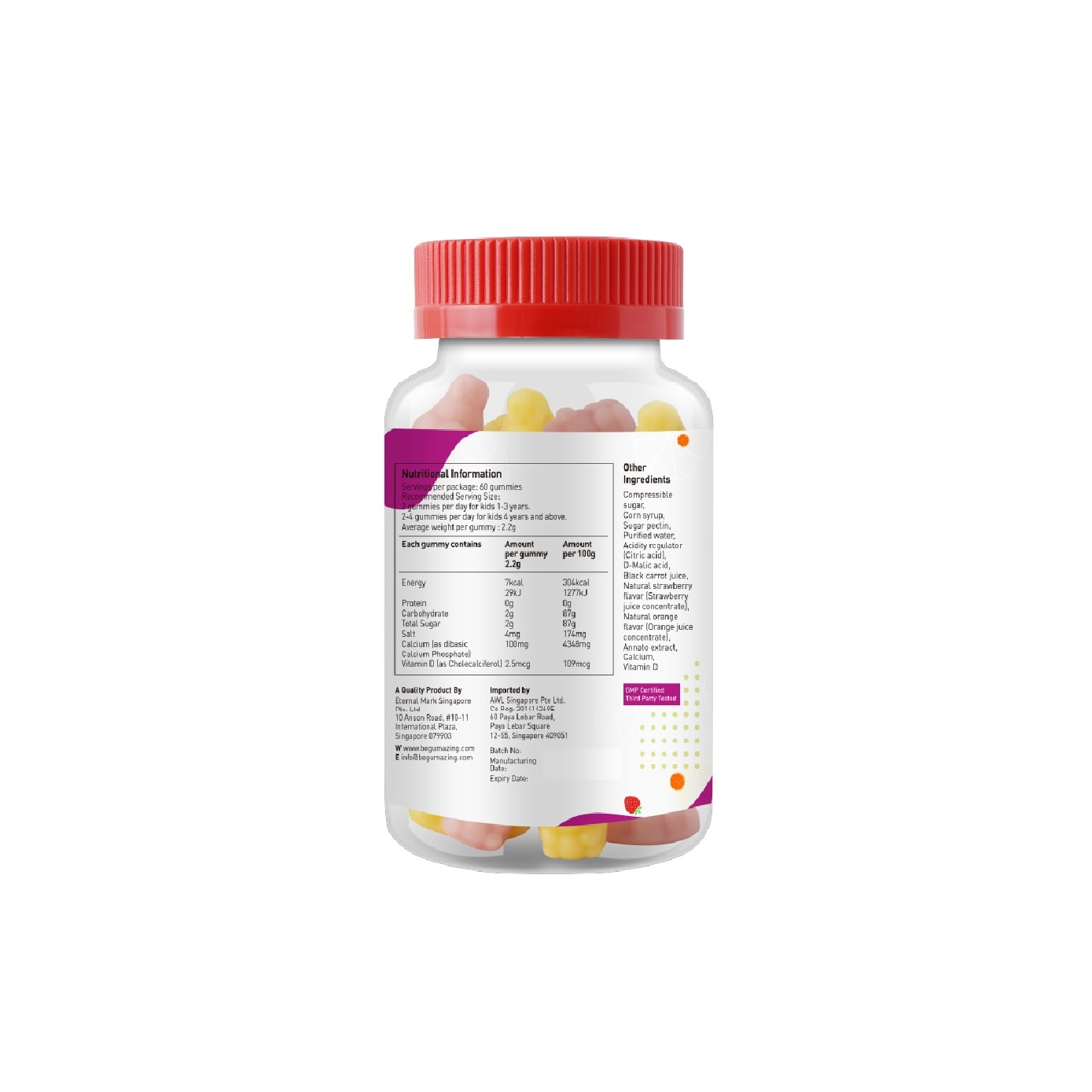 Essential Vitamin Pack for Kids consists of Calcium + Vitamin D3 Gummies 60s & Multivitamin Gummies 60s