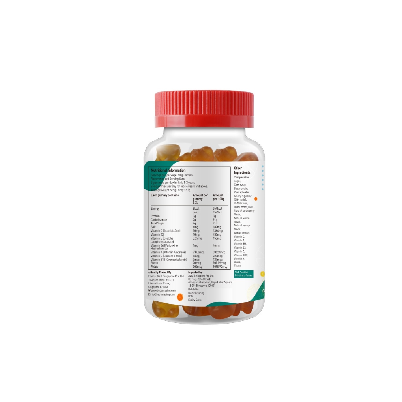Essential Vitamin Pack for Kids consists of Calcium + Vitamin D3 Gummies 60s & Multivitamin Gummies 60s