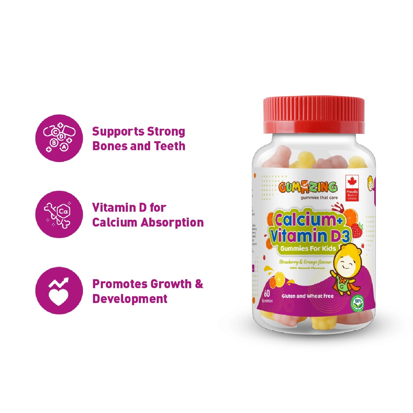 Essential Vitamin Pack for Kids consists of Calcium + Vitamin D3 Gummies 60s & Multivitamin Gummies 60s