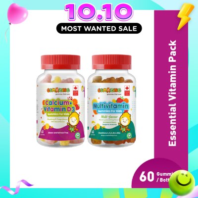 GUMAZING Essential Vitamin Pack for Kids consists of Calcium + Vitamin D3 Gummies 60s & Multivitamin Gummies 60s image