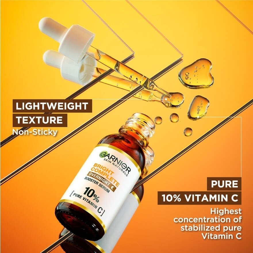 Bright Complete Overnight Serum (10% Pure Vitamin C  Reduce Skin Blemishes + Brighten Skin) 30ml