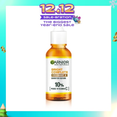 GARNIER Bright Complete Overnight Serum (10% Pure Vitamin C  Reduce Skin Blemishes + Brighten Skin) 30ml