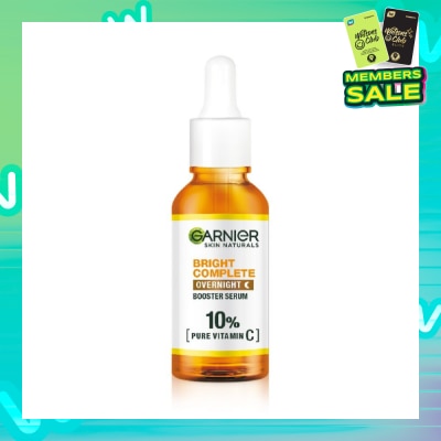 GARNIER Bright Complete Overnight Serum (10% Pure Vitamin C  Reduce Skin Blemishes + Brighten Skin) 30ml