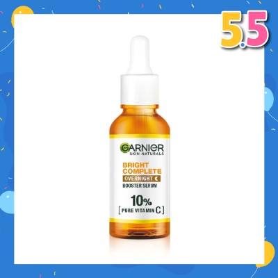 GARNIER Bright Complete Overnight Serum (10% Pure Vitamin C  Reduce Skin Blemishes + Brighten Skin) 30ml